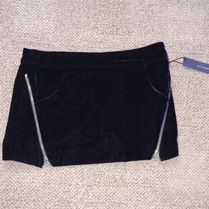 Rebecca Minkoff navy velvet side zipper NWT Skirt